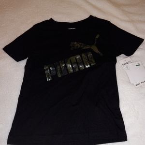 Puma Shirt. Black With Army Green and Black Lettering. Size 4T